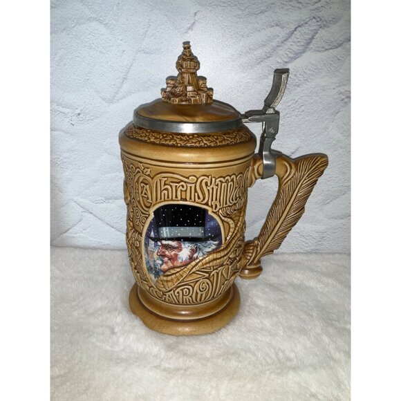 Avon A Christmas Carol Scrooge Beer Mug Stein Attached Lid 1996 Collectable - Picture 2 of 6